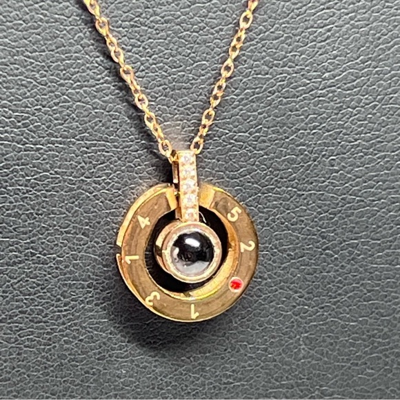 "I LOVE YOU" 18K GP Rose Gold 100 Language Pendant Necklace 16-18" - Picture 1 of 16